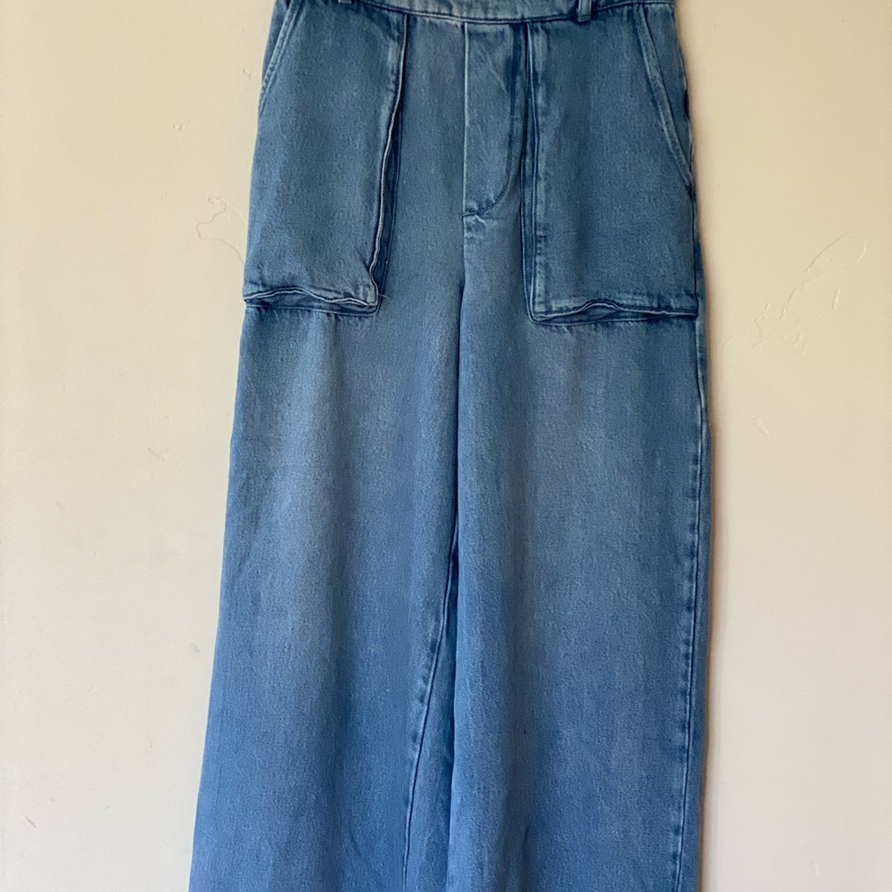YFB Wide Leg Light Blue Soft Denim Crop Pants